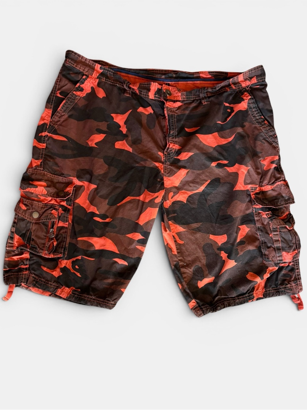 Orange Brown Camouflage Cargo Utility Army Style Cotton Hiking Shorts Size 44